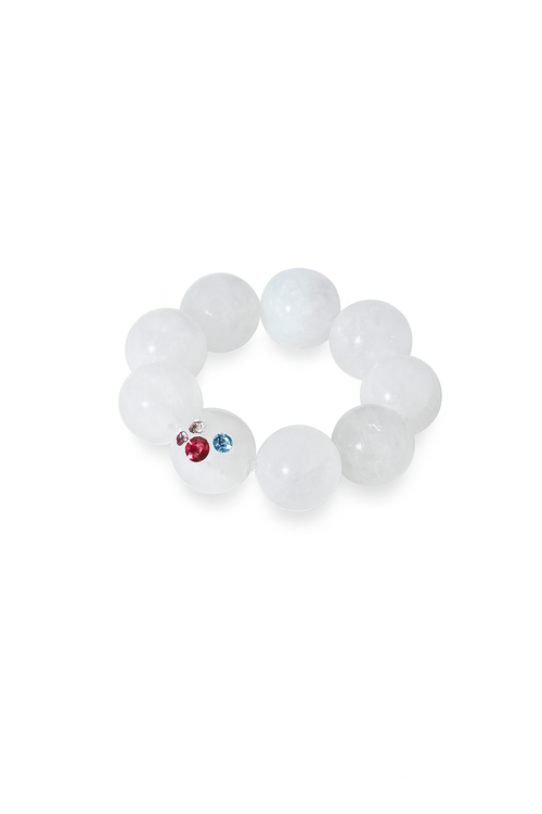 Candy On Your Ring -- White Jade x Rhinestone Ring