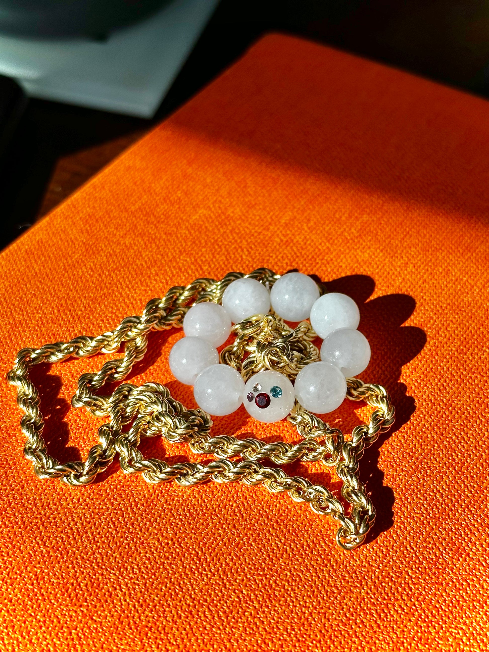 Candy On Your Ring -- White Jade x Rhinestone Ring